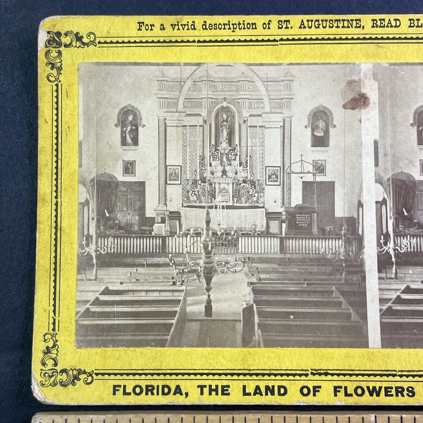 Old Spanish Cathedral St. Augustine Florida Stereoview J.I. Mackey c1885 Y096