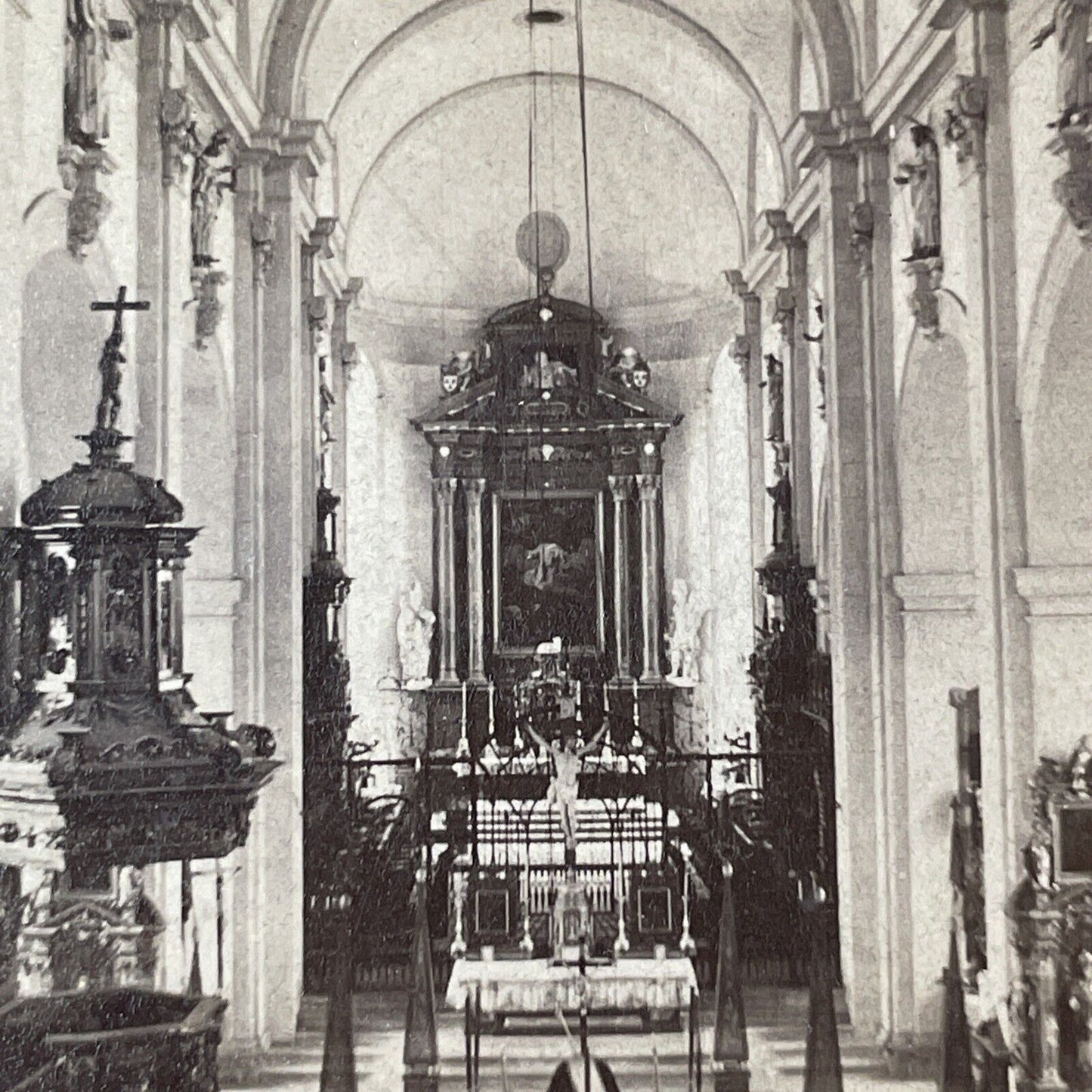 Cathedral Church Lucerne Stereoview Jean Andrieu Antique c1870s X3716
