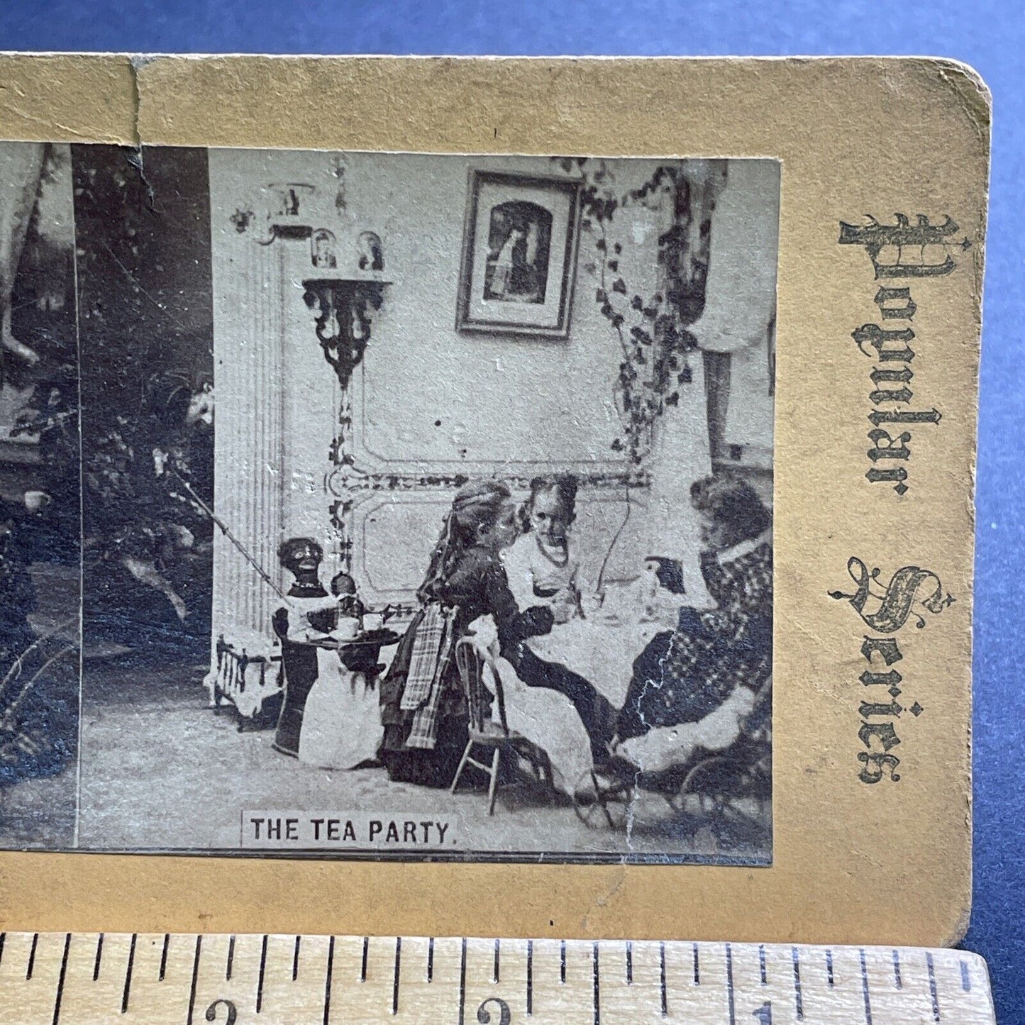 Antique 1860s Children's Tea Party With Servant Stereoview Photo Card P2082