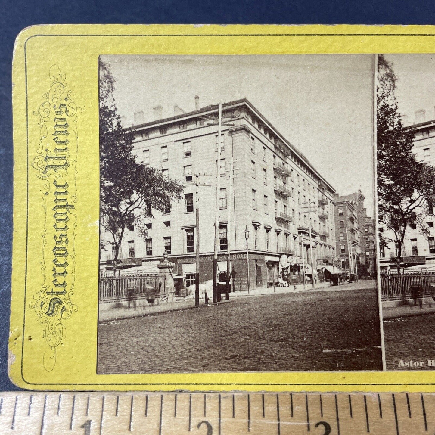 Antique 1870s Astor House Hotel Manhattan NY Stereoview Photo Card P2460-07