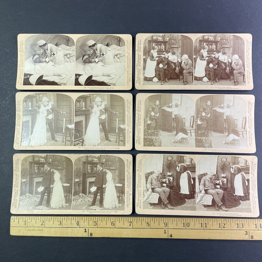 Lot of 6 Husband Goes to War Series #1-6 Stereoview Underwood c1900 Y1710