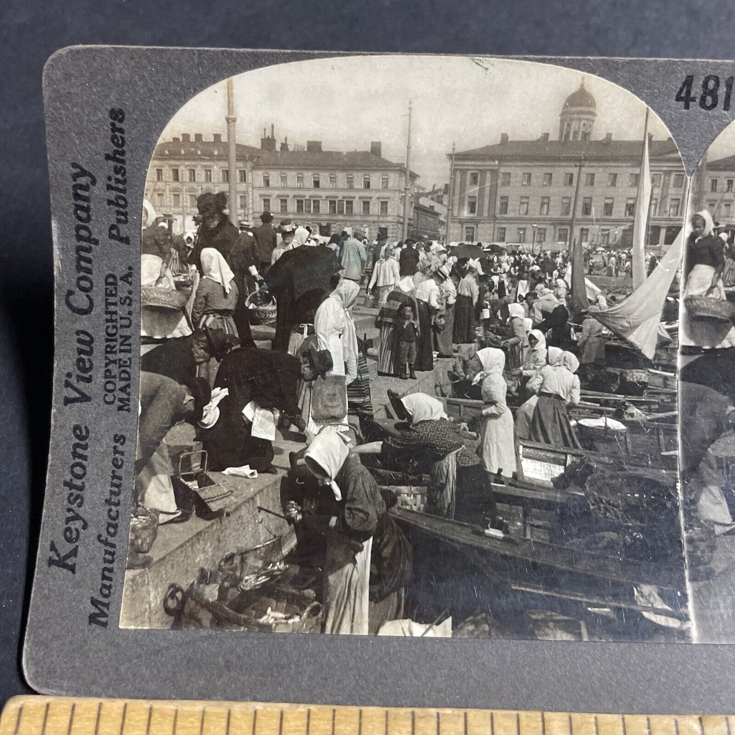 Antique 1904 Strong Finnish Women Helsinki Finland Stereoview Photo Card P4560