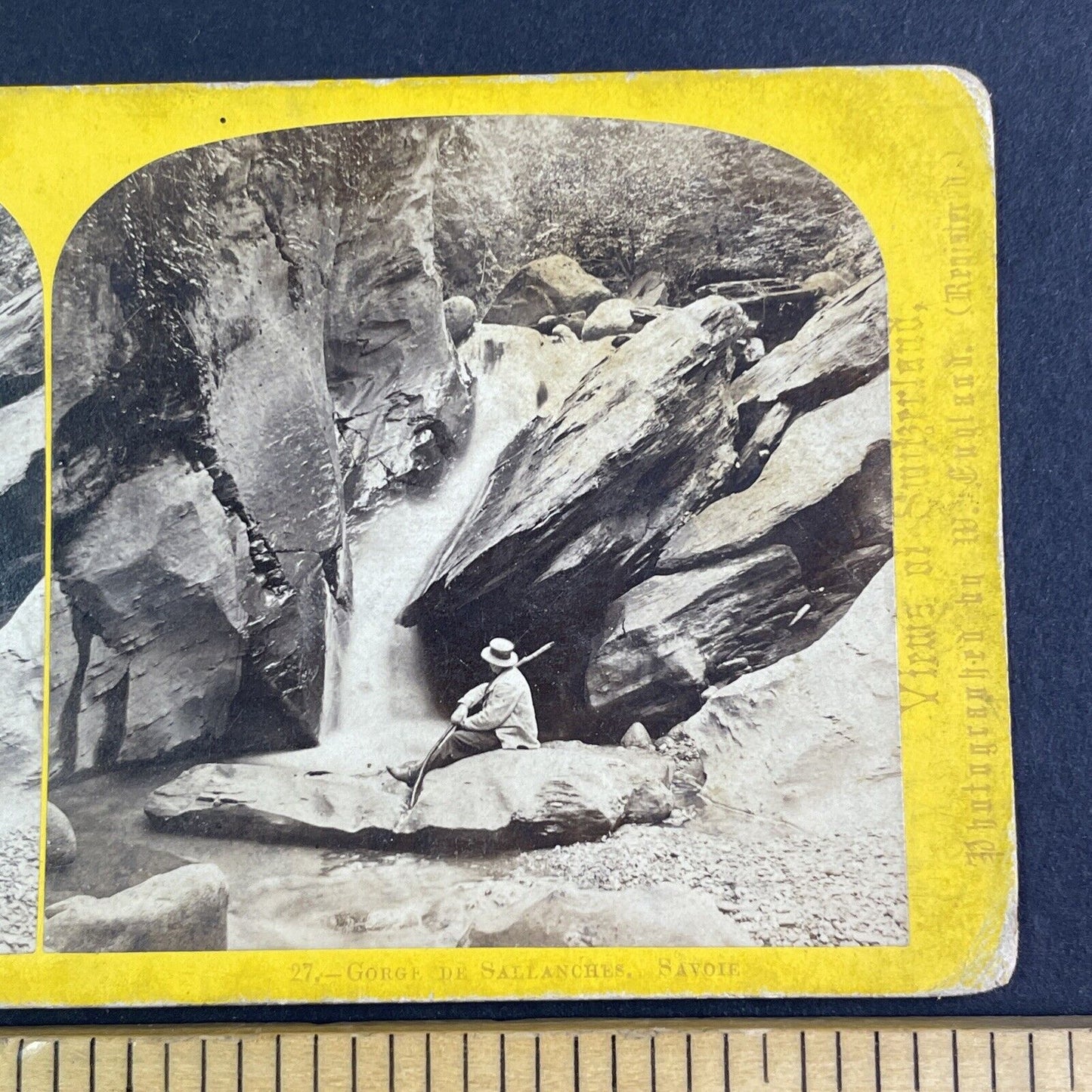 William England Self-Portrait Stereoview Sallanches Gorge Antique c1870 X3608