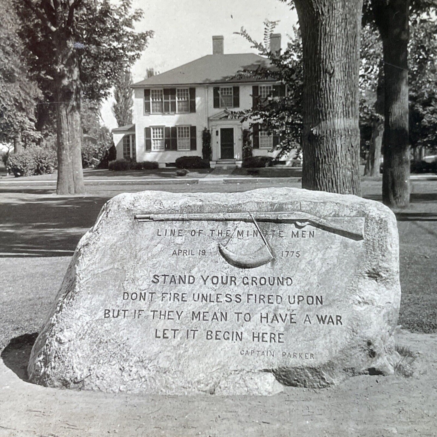 Antique 1910s Where US War Of Independence Started Stereoview Photo Card P3291