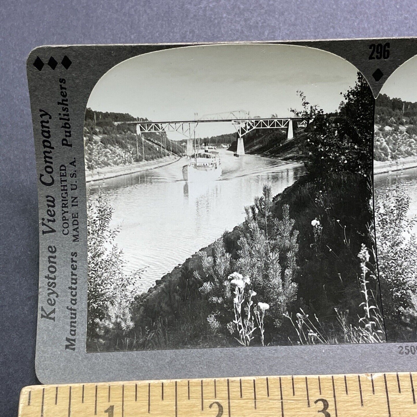 Antique 1920s Ship In Sodertalje Canal Sweden Stereoview Photo Card V3006