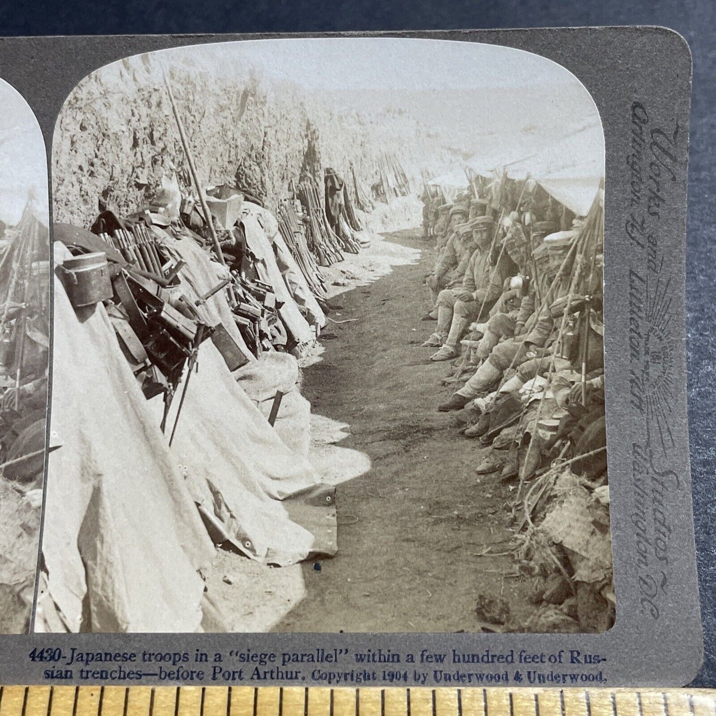 Antique 1904 Japan Trench Warfare Against Russia Stereoview Photo Card P380-11