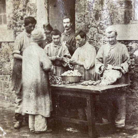 Antique 1860s Prisoners In France French Tissue Stereoview Photo Card P4181