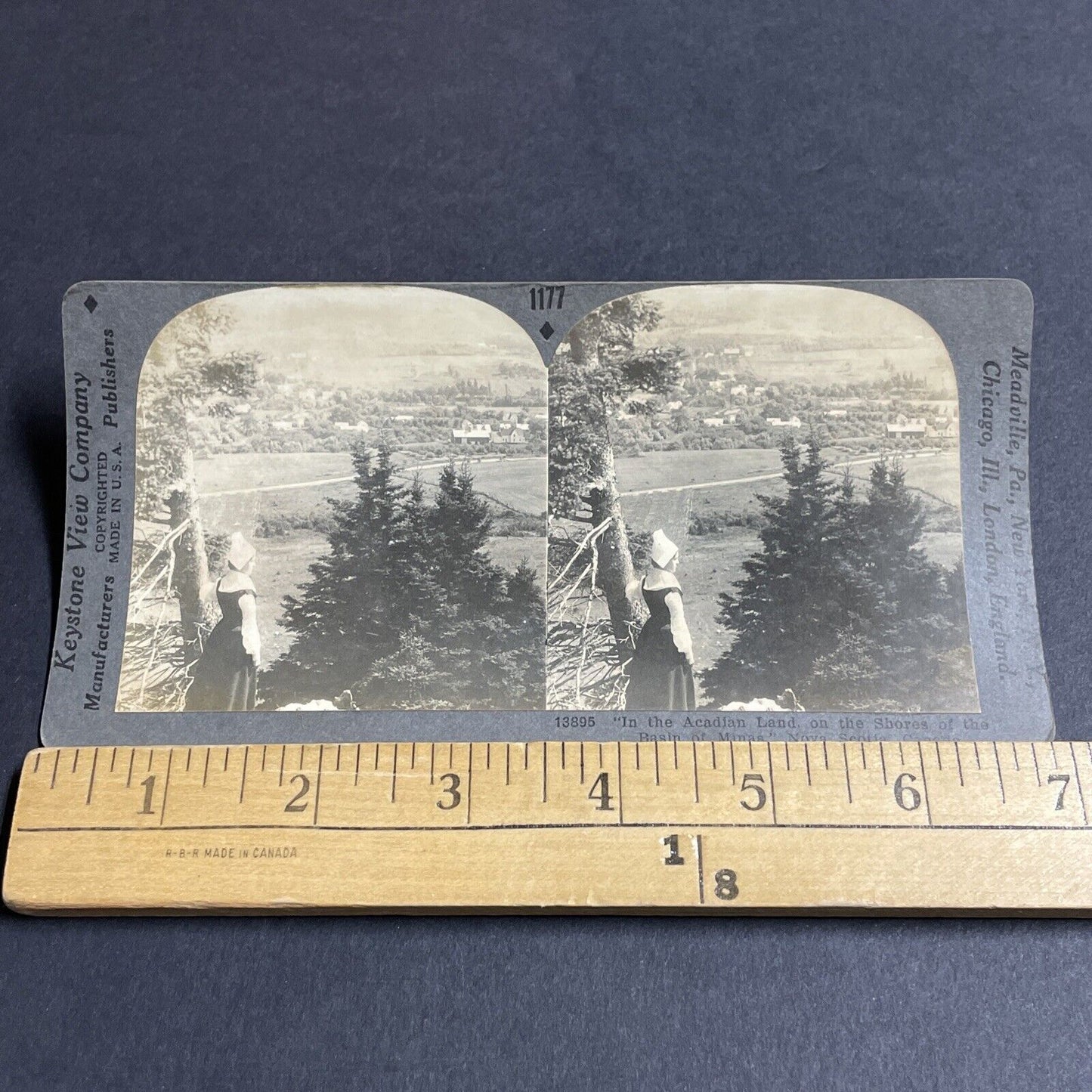 Antique 1910s Acadian Acadia Girl Nova Scotia Canada Stereoview Photo Card P4928