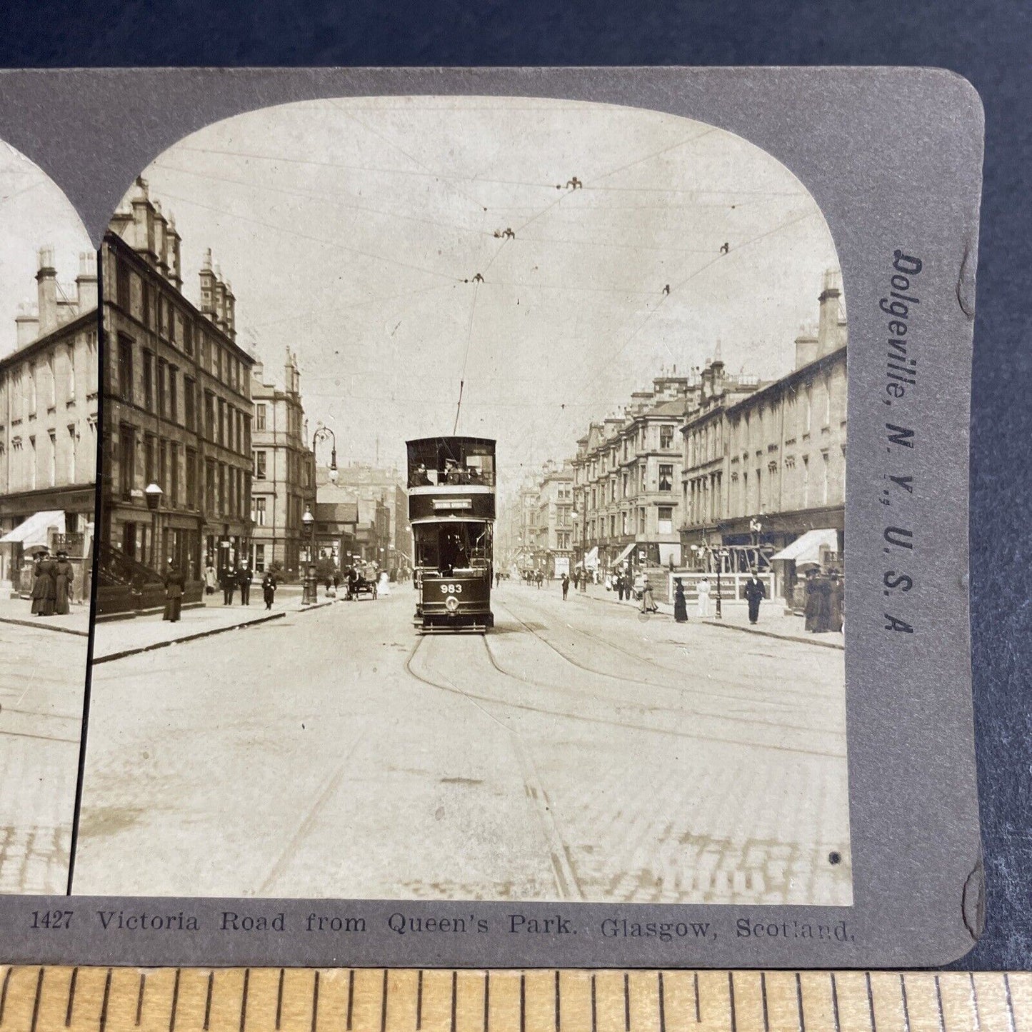 Antique 1900s Trolly Car Edinburgh Scotland Stereoview Photo Card P4182