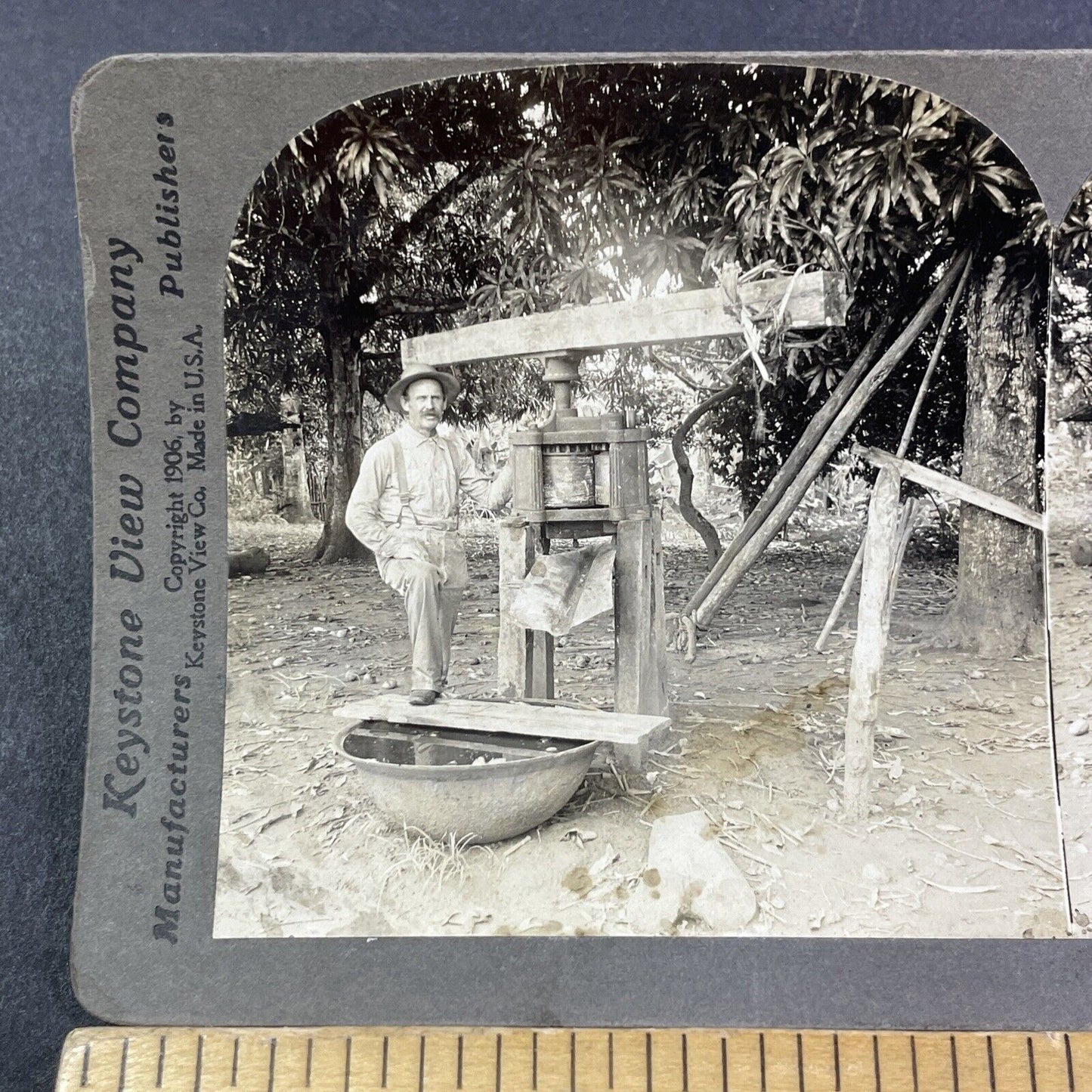 Handmade Sugar Mill in Panama Stereoview Antique c1907 Y2807