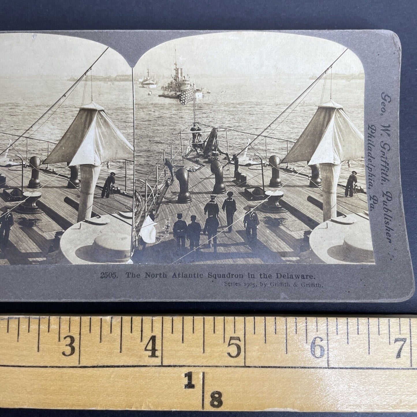 Antique 1912 North Atlantic Naval Fleet USS Delaware Stereoview Photo Card P968