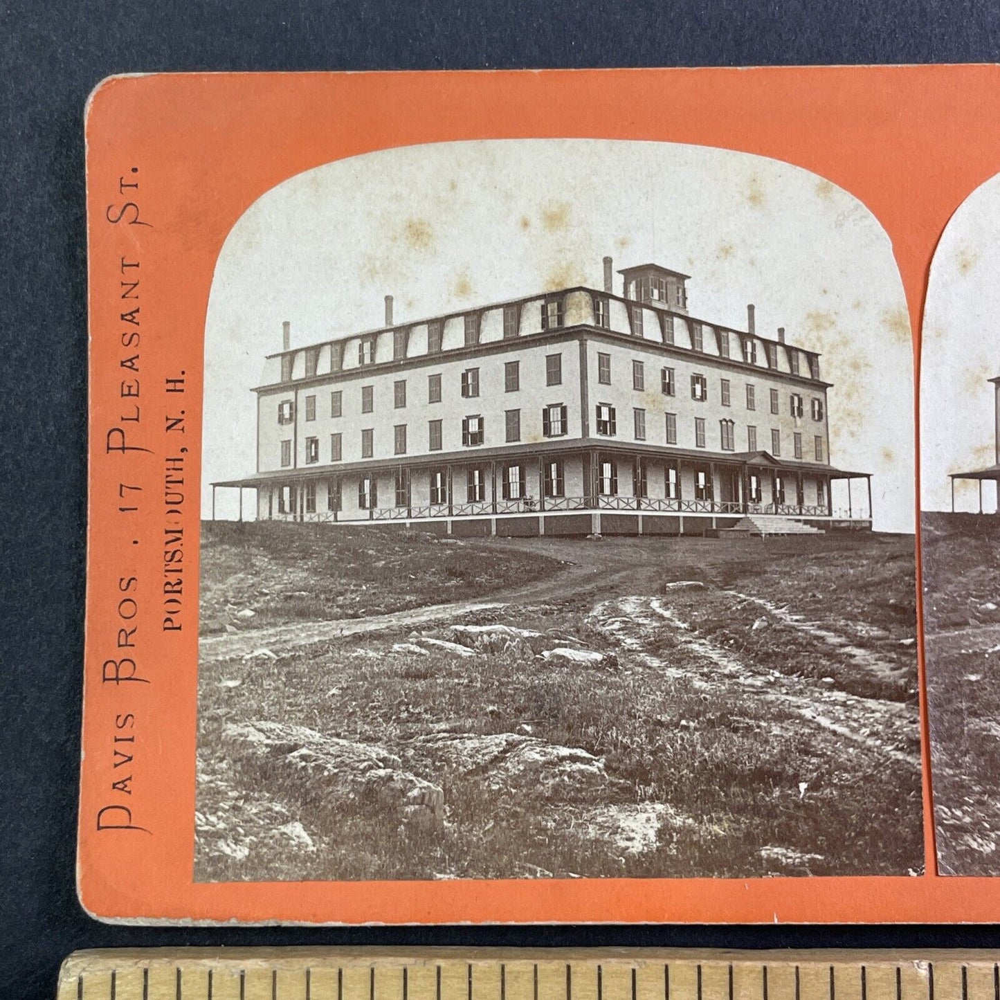 Boar's Head Hotel Hampton Beach New Hampshire Stereoview Davis Bros. c1870s Y433