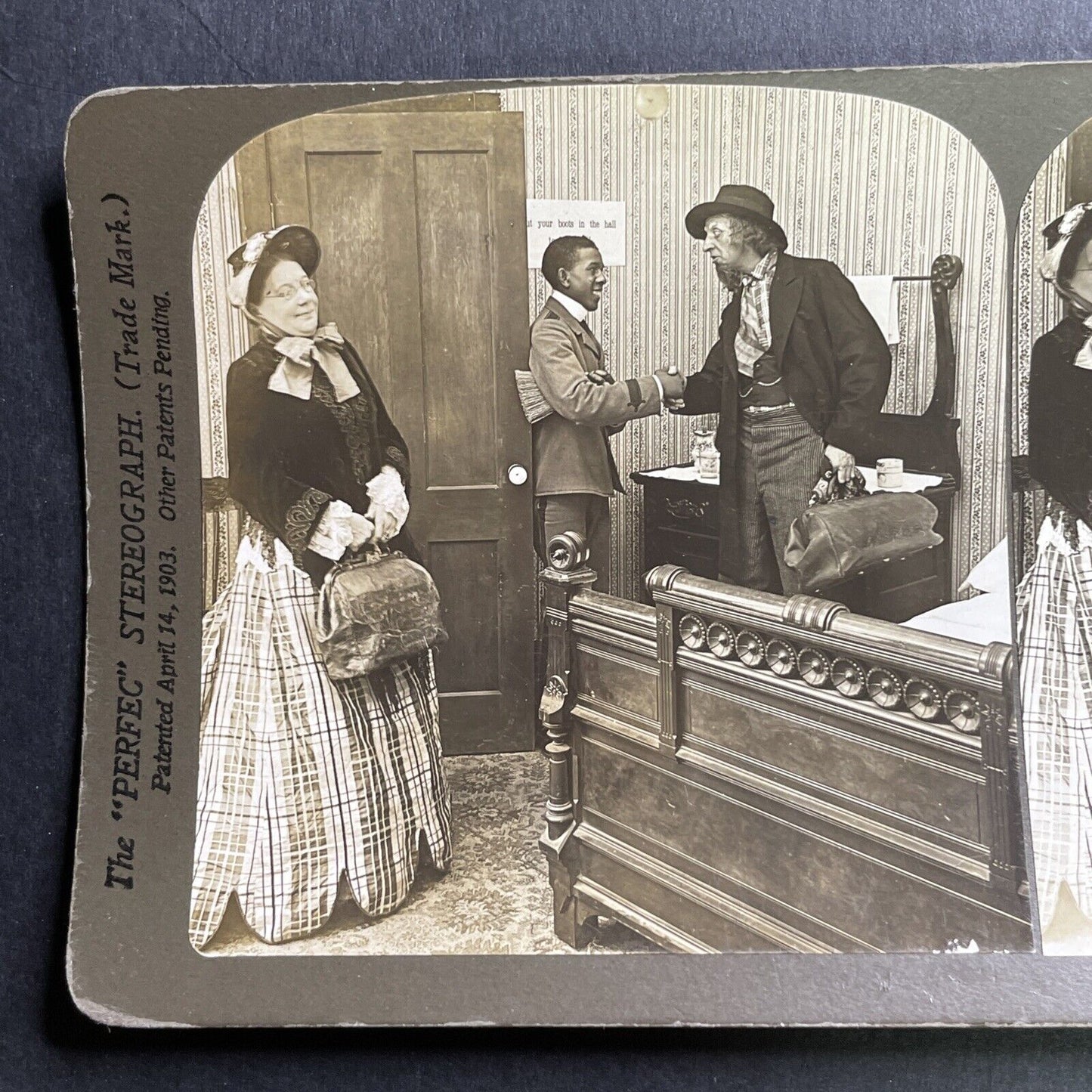 Antique 1903 Waldorf Astoria Comedy Parody Skit Stereoview Photo Card P1629