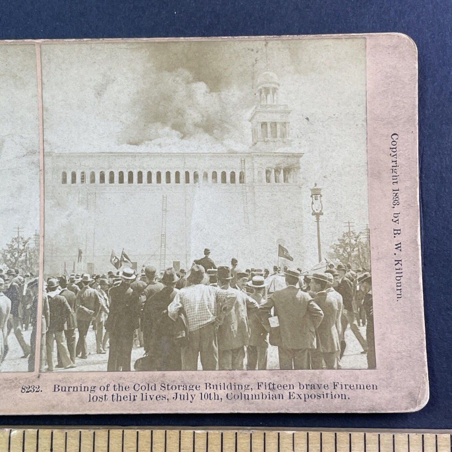 Cold Storage Building Fire Disaster Stereoview Chicago Antique c1893 X4080