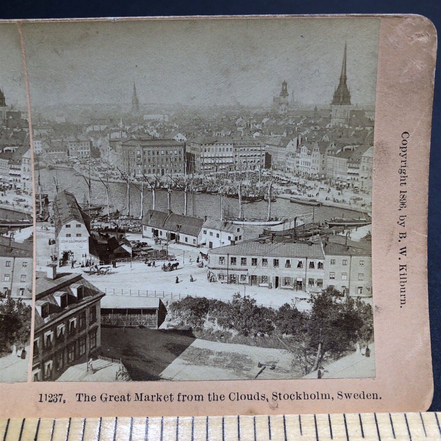 Antique 1896 Downtown Stockholm Sweden Stereoview Photo Card P1996