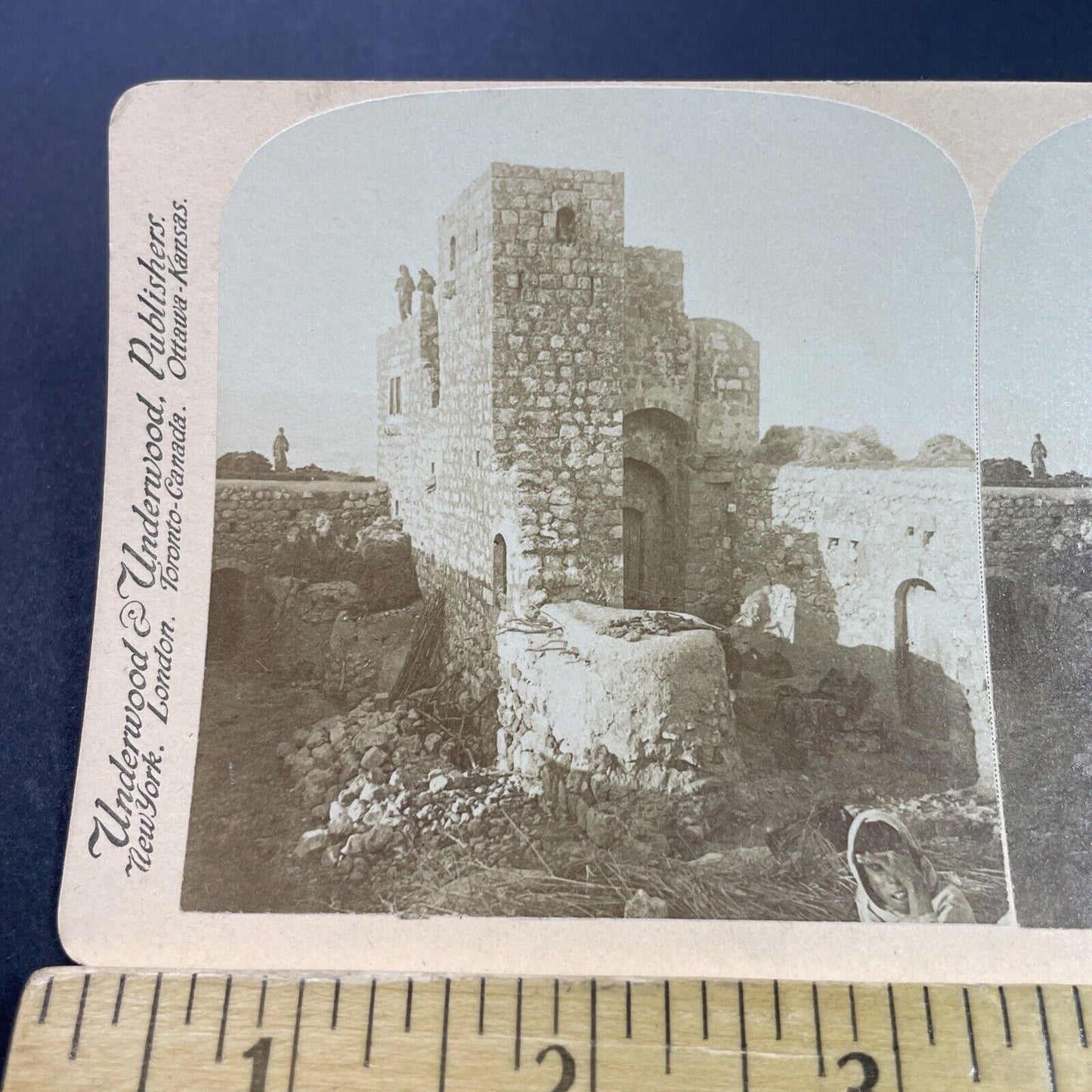 Antique 1890s Tower Of Zir'in Tel Jezreel Israel Stereoview Photo Card P3820