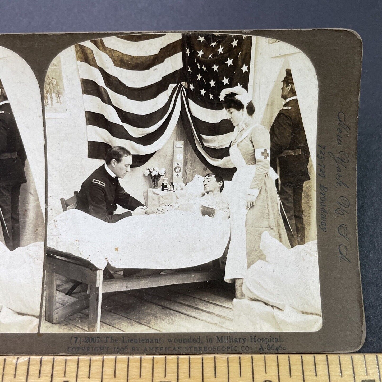 Antique 1906 Mortally Wounded US Soldier In Hospital Stereoview Photo Card P3108