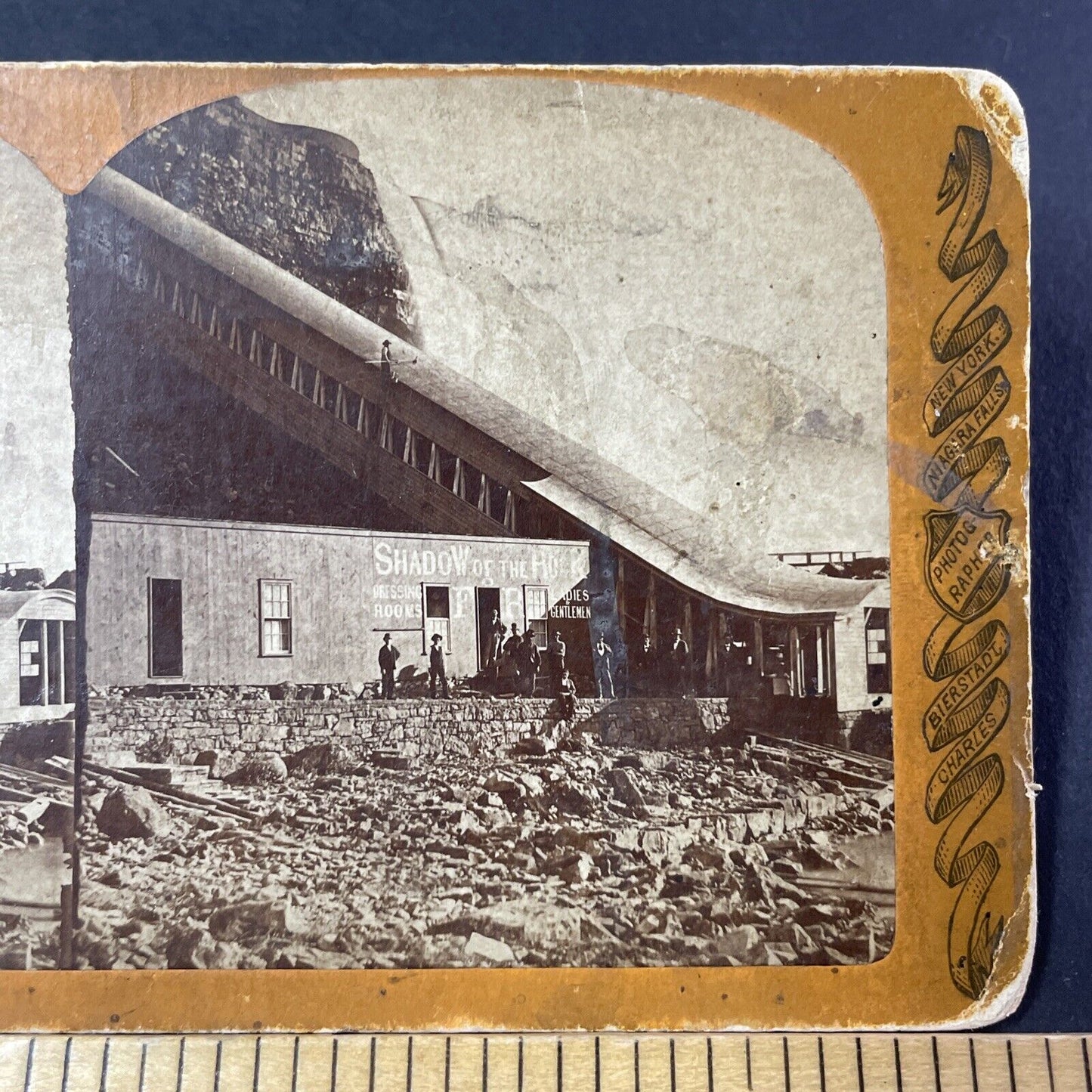 Antique 1870s Niagara Falls Pedestrian Stairway NY Stereoview Photo Card P381-01