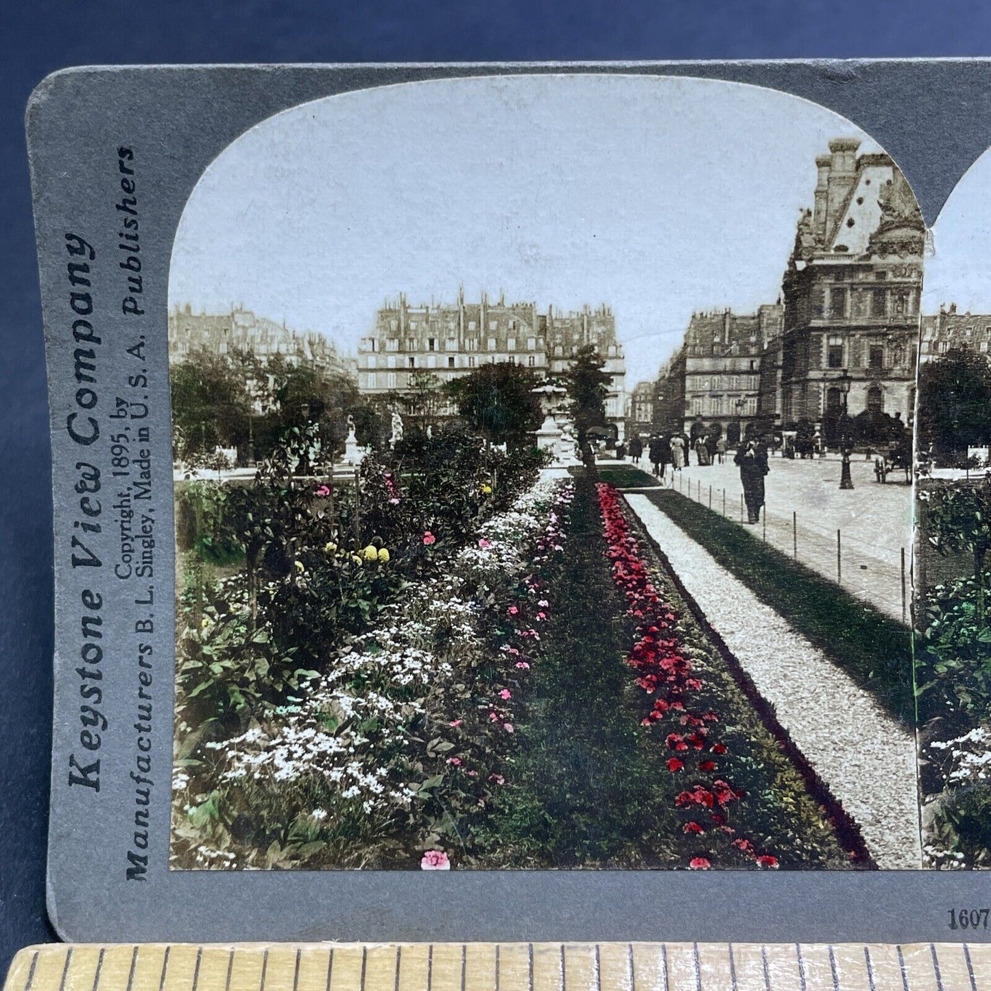 Antique 1895 Gardens Of Tuileries Palace France Stereoview Photo Card P1921