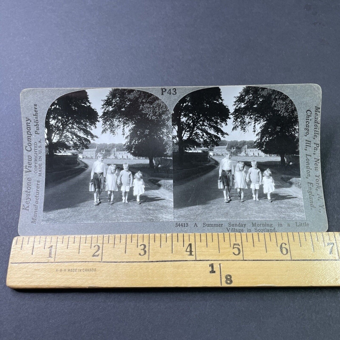 Antique 1910s Scottish Children Walk To School Stereoview Photo Card P2838