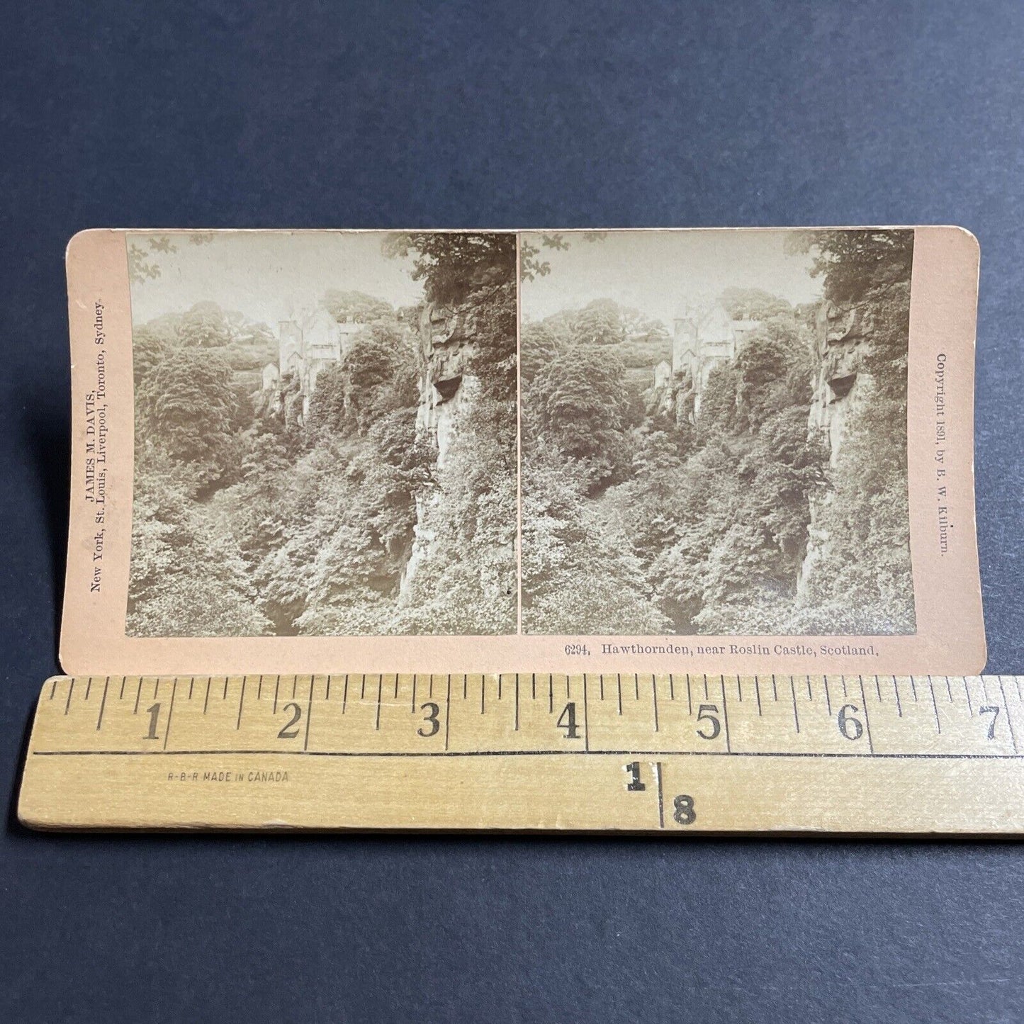 Antique 1891 Hawthornden Roslin Castle Scotland Stereoview Photo Card P5535