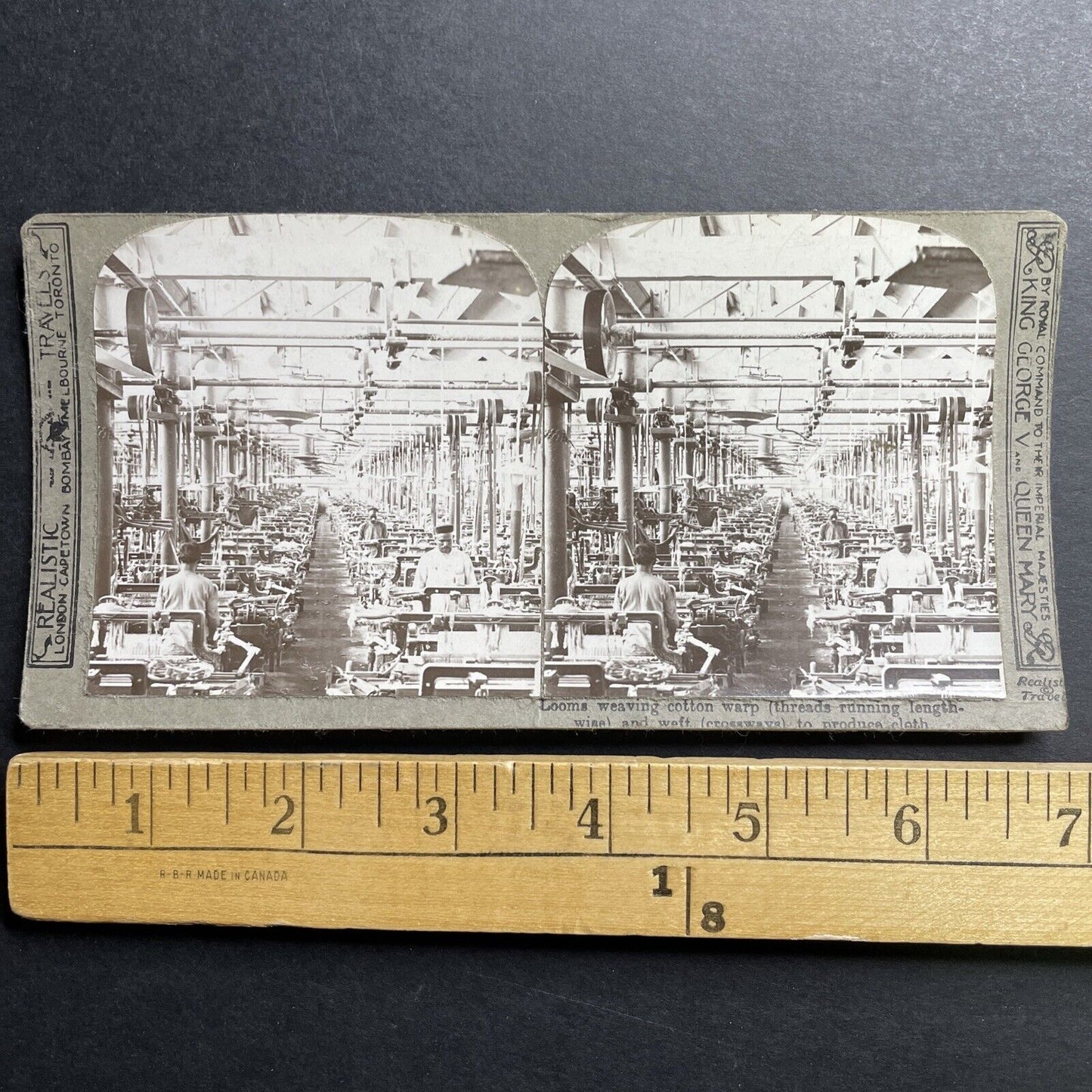 Antique 1912 Cotton Mill Factory In Hong Kong Stereoview Photo Card P1509