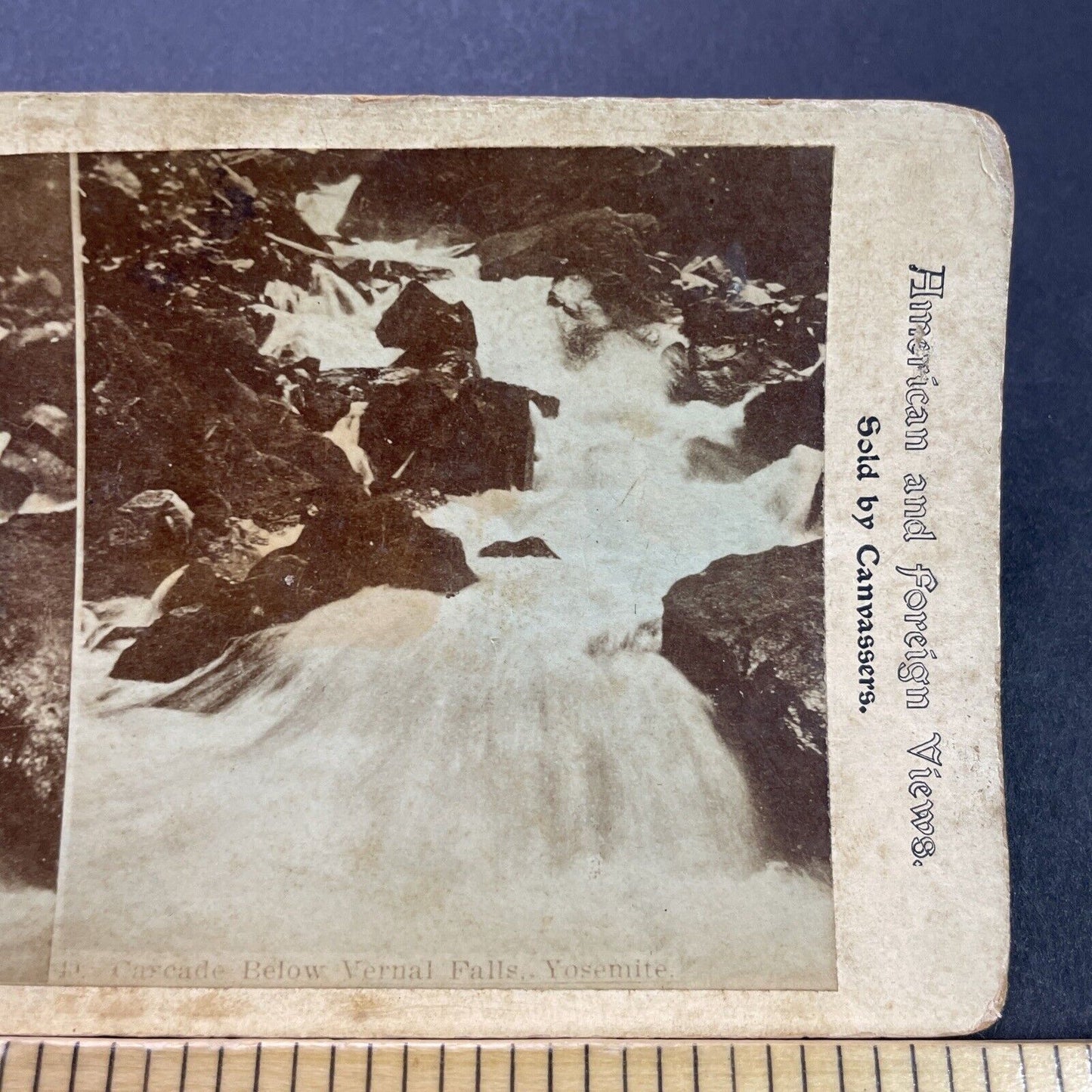 Antique 1870s Lower Vernal Falls Yosemite California Stereoview Photo Card P3575