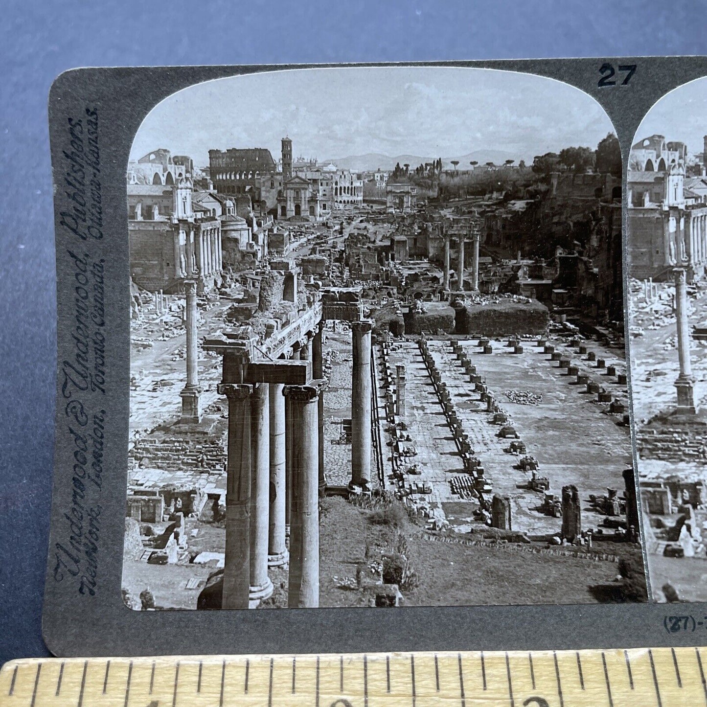 Antique 1904 Ruins Of Roman Forum Rome Italy Stereoview Photo Card P2379