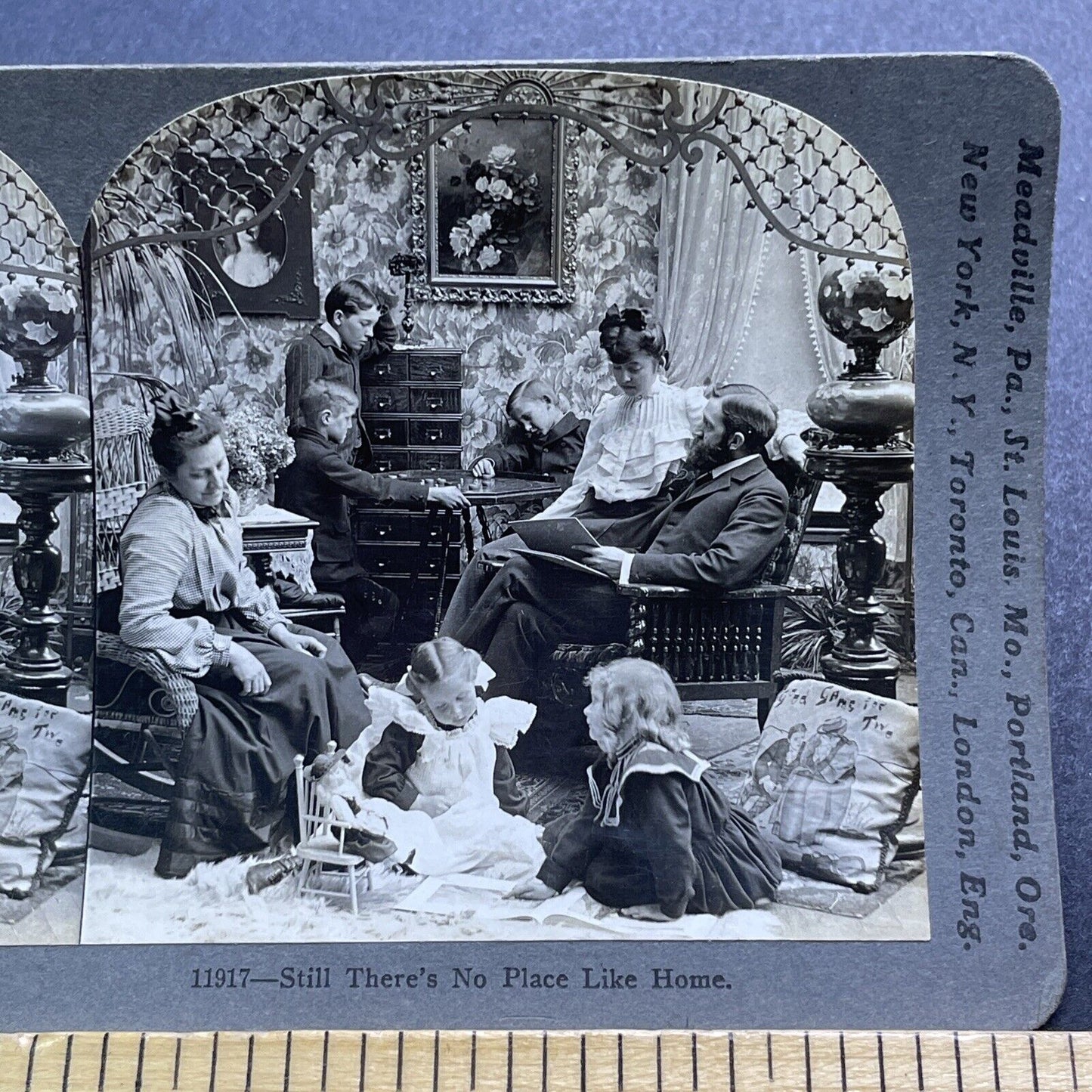 Antique 1903 Child Leans On Stereograph Cabinet Stereoview Photo Card V2889