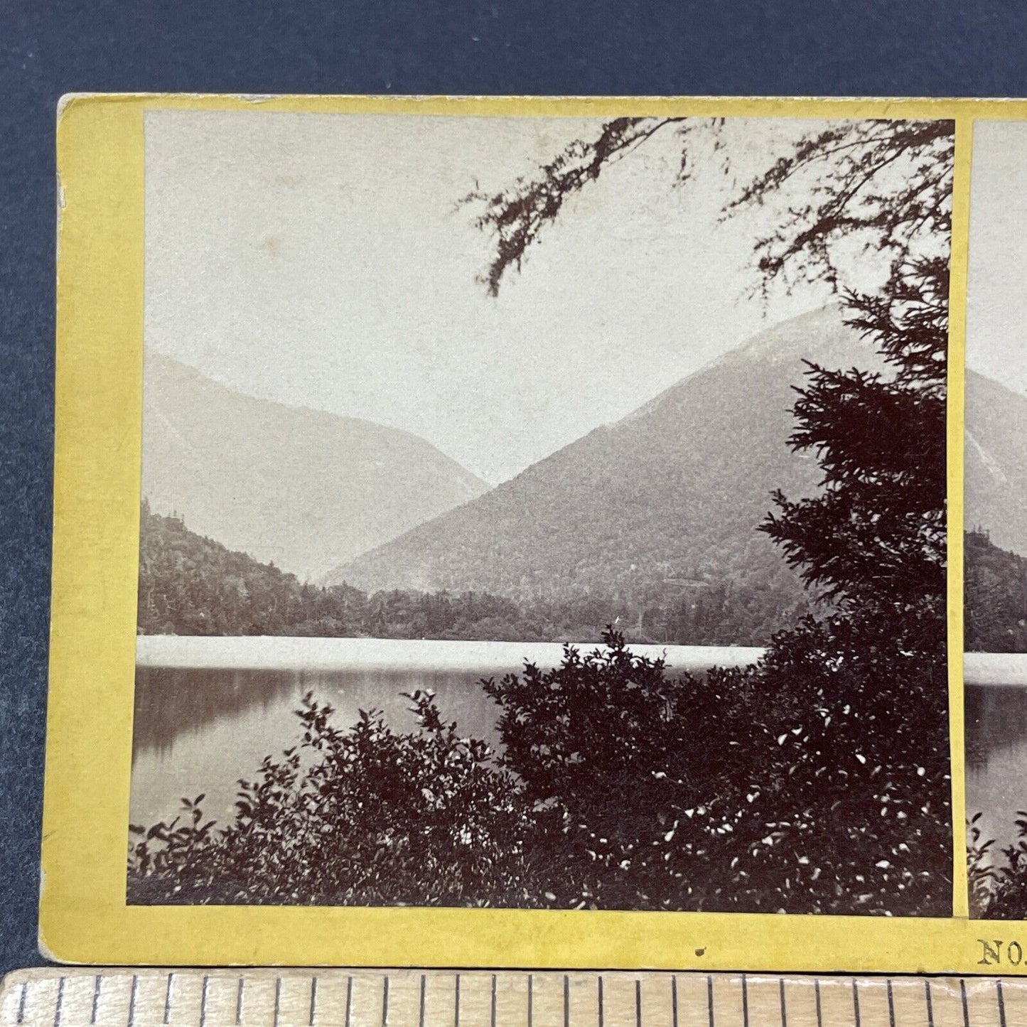 Antique 1870s Echo Lake Franconia Notch NH Stereoview Photo Card V1894