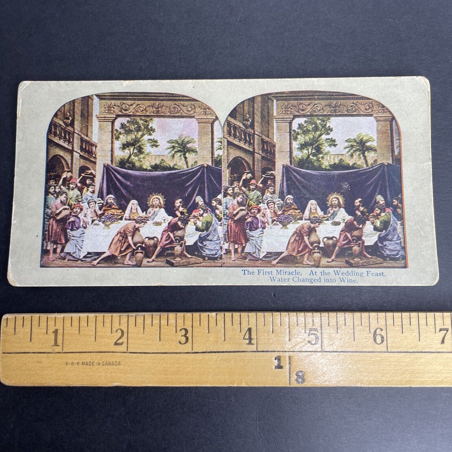 Antique 1902 Jesus Changes Water To Wine Stereoview Photo Card P1055