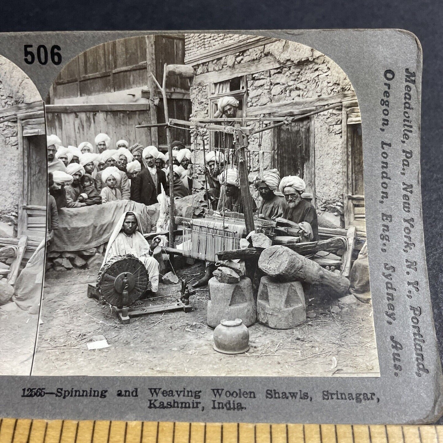 Antique 1910s Cotton Mill In Kashmir India Stereoview Photo Card P4425