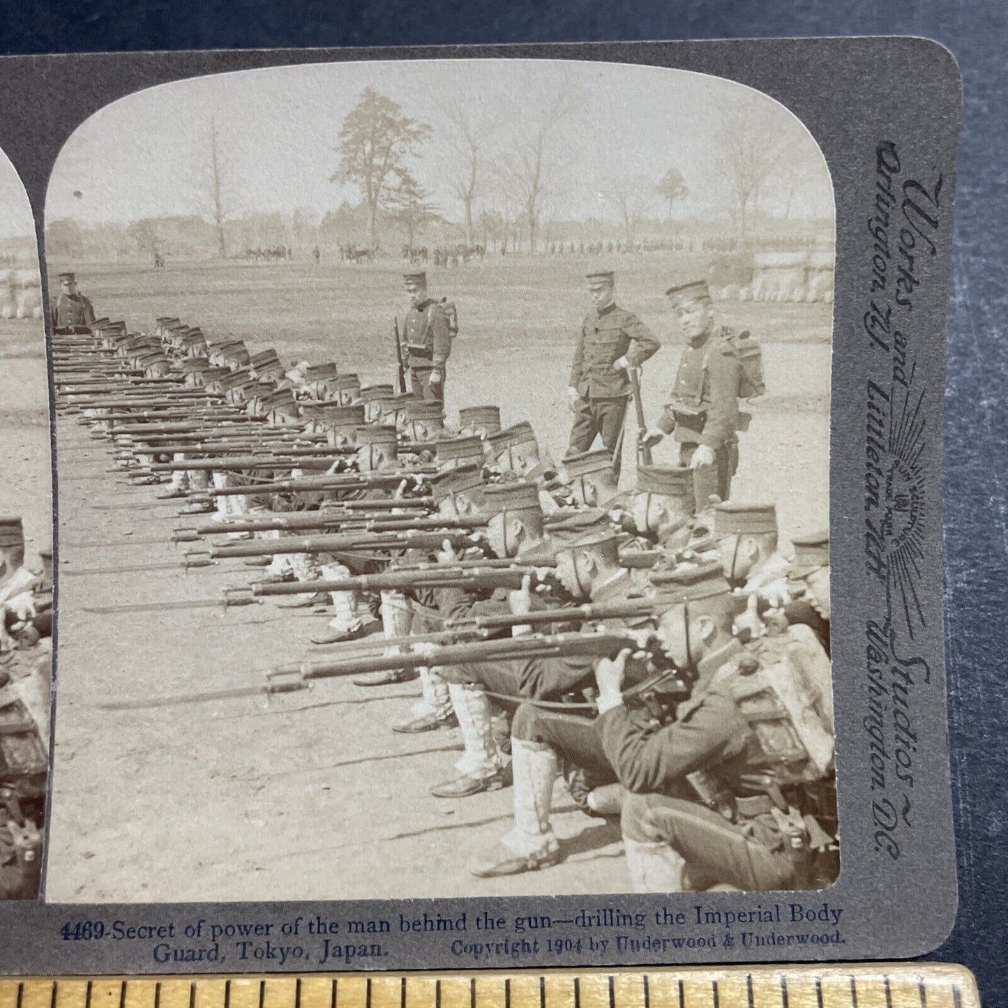 Antique 1904 Imperial Japan Body Guard Firing Squad Stereoview Photo Card P1820