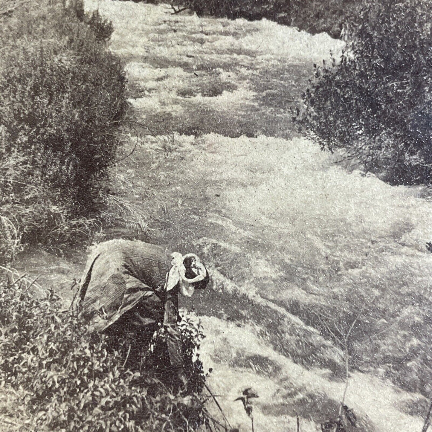 Antique 1900 Spring Water River Country Of Jordan Stereoview Photo Card P4189