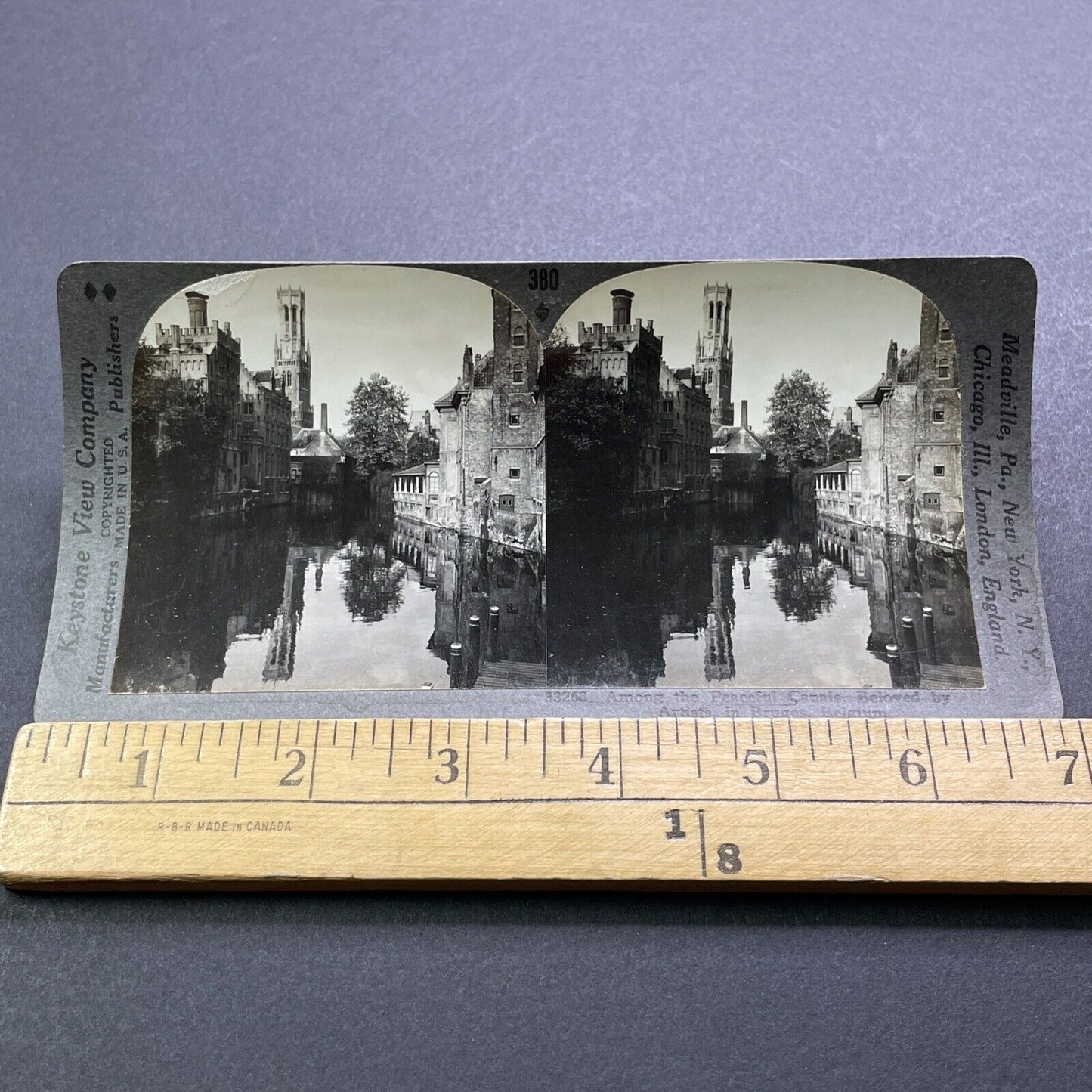 Antique 1930s Old City Of Bruges Belgium Stereoview Photo Card V2929