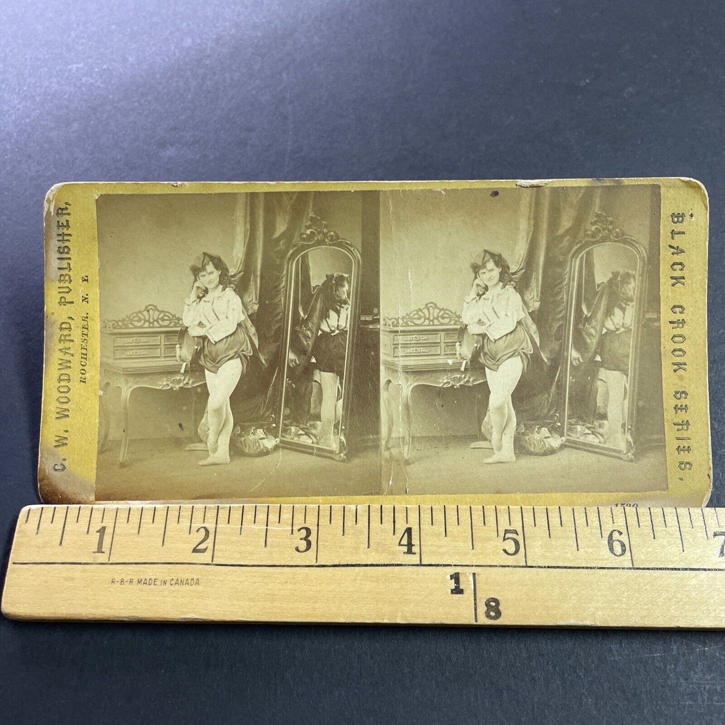 Antique 1860s Annie Kemp Bowler In The Black Crook Stereoview Photo Card P4053