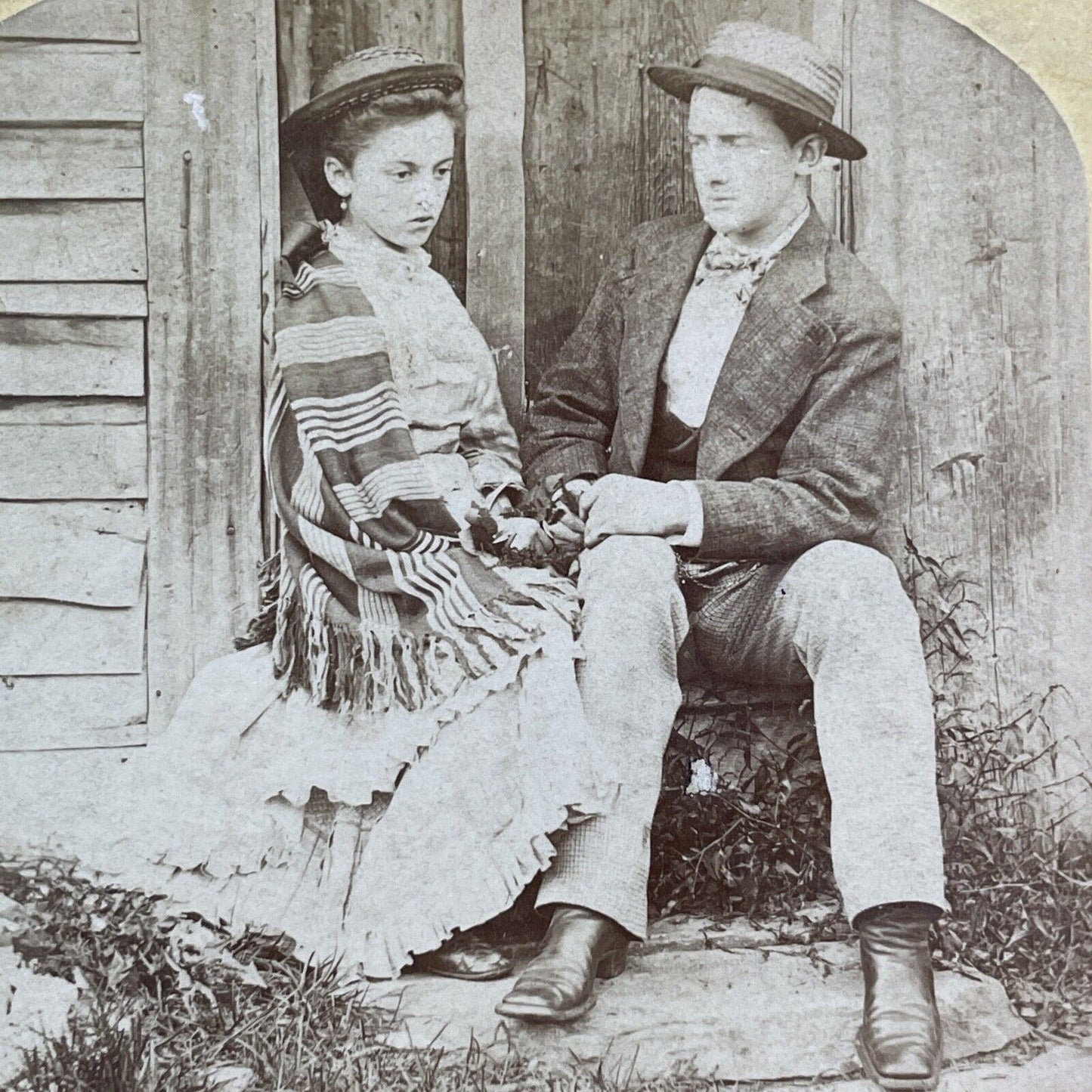 Man and Woman Have an Argument Stereoview BW Kilburn Antique c1876 X4078