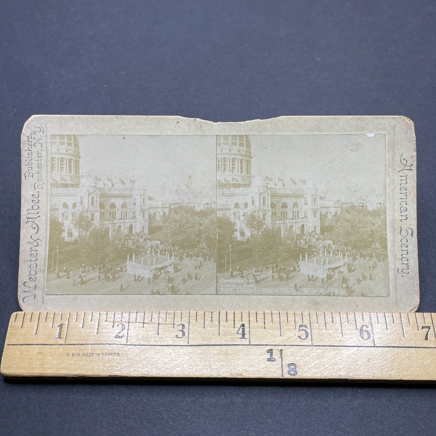 Antique 1893 Illinois State Building Chicago Stereoview Photo Card P1894