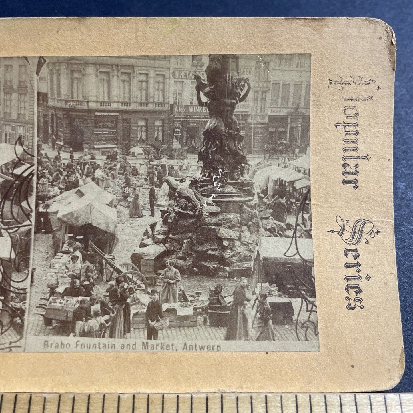 Antique 1880s Antwerp Antwerpen City Center Belgium Stereoview Photo Card P5131