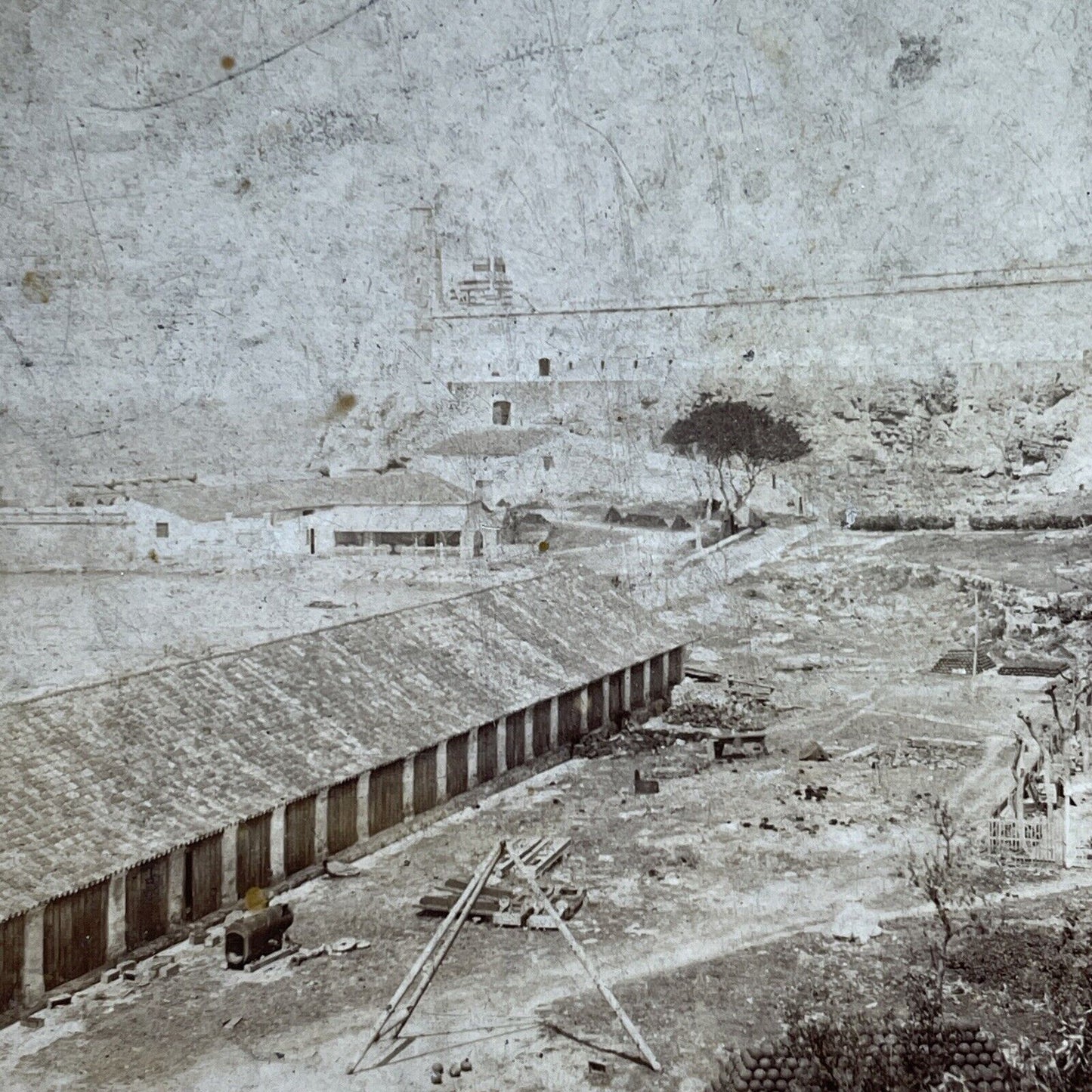 Antique 1899 Morro Castle Havana Cuba *GRAFFITI* Stereoview Photo Card P1833