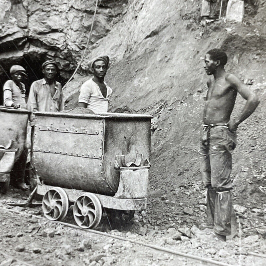 Antique 1910s African Diamond Miners Kimberley SA Stereoview Photo Card P5204