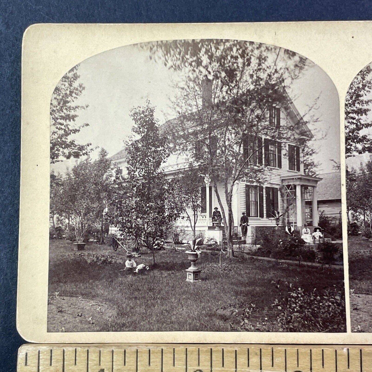 Franklin Pierce Manse Stereoview Concord NH Photo Card Antique c1870s X898