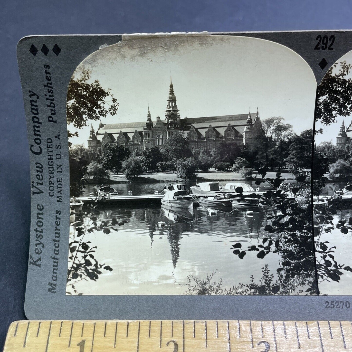 Antique 1920s Djurgardsbrunnsviken Stockholm Sweden Stereoview Photo Card P1949