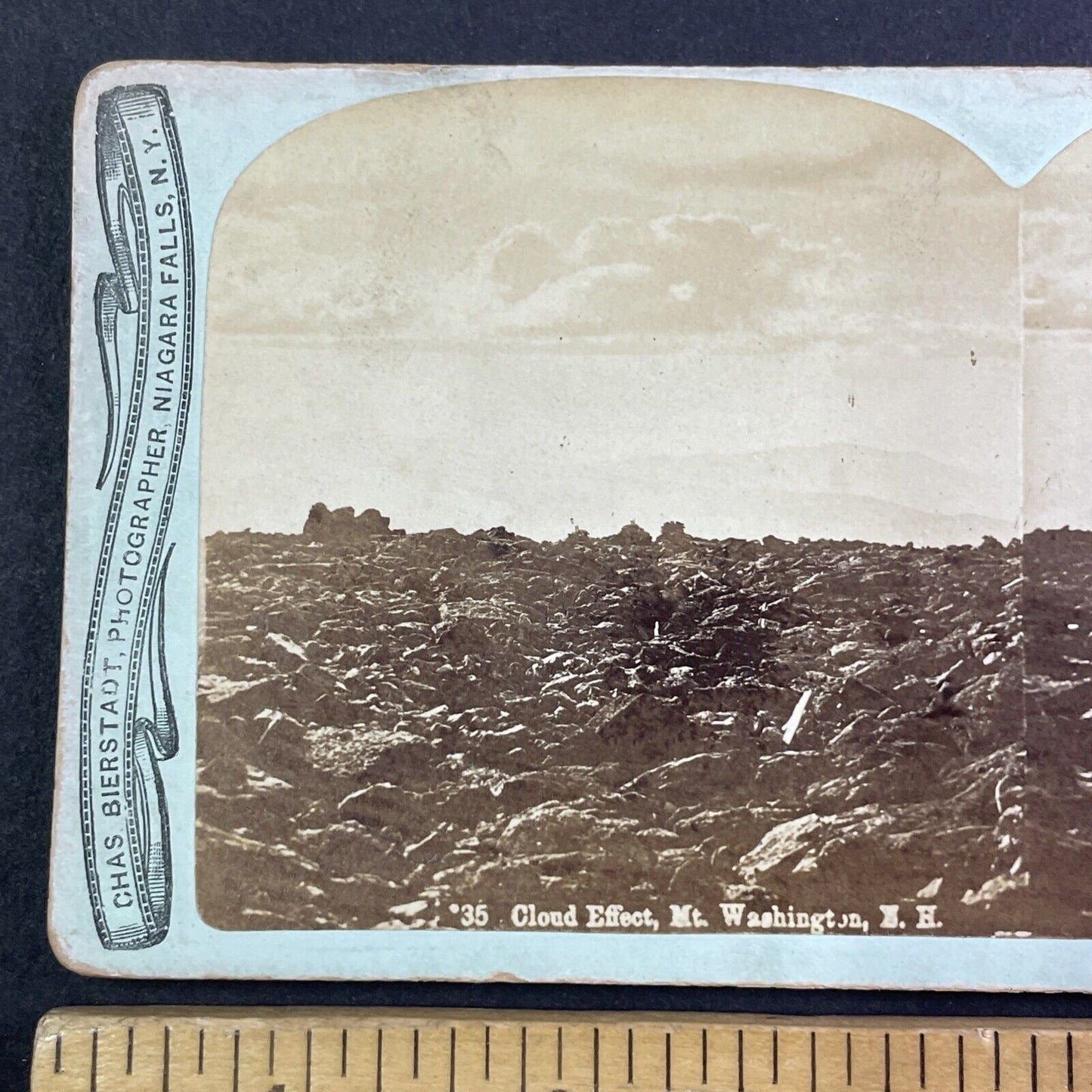 Summit of Mount Washington New Hampshire Stereoview Charles Bierstadt c1875 Y945