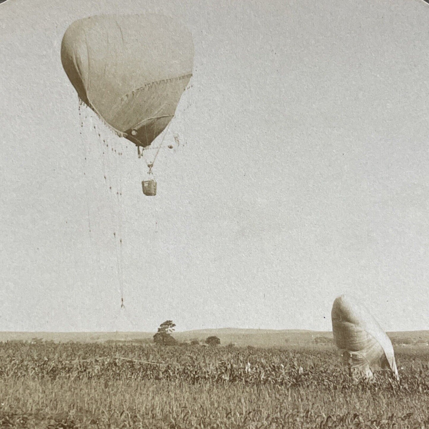 Antique 1905 Japanese Army War Balloon In China Stereoview Photo Card P1820