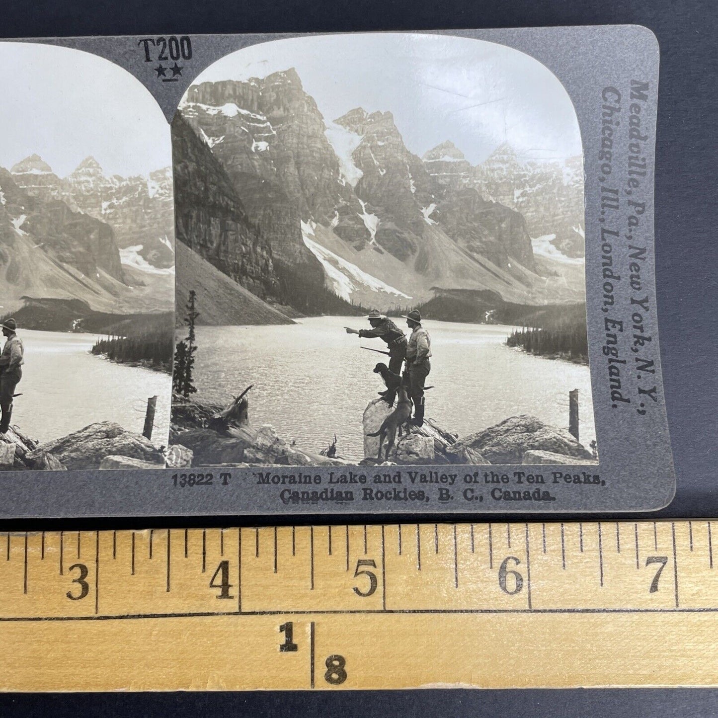 Antique 1903 Big Game Hunting In Lake Louise Alberta Stereoview Photo Card PC861