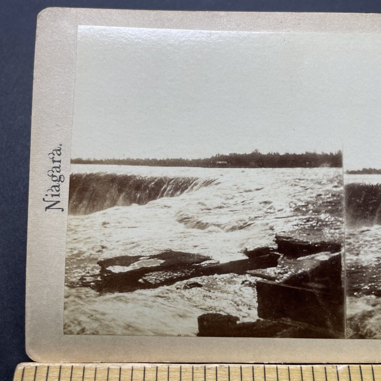 Antique 1860s Niagara Falls Upper River First Photos Stereoview Photo Card P2536