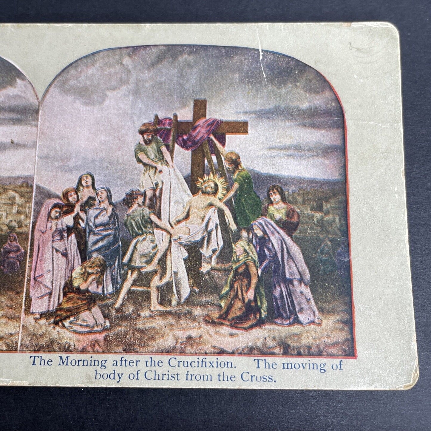 Antique 1902 Christ Being Removed From The Cross Stereoview Photo Card P1070