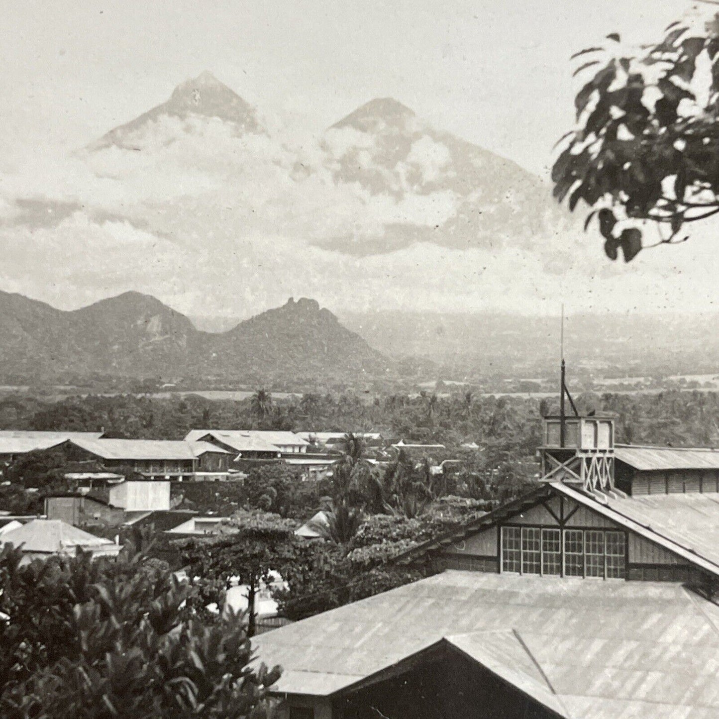 Antique 1910s Volcan de Fuego Volcano Guatemala Stereoview Photo Card P3650