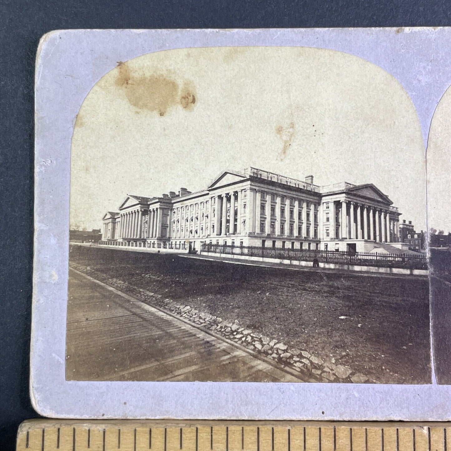 US Treasury Building Washington DC Stereoview F.H. Bell Antique c1867 X3147